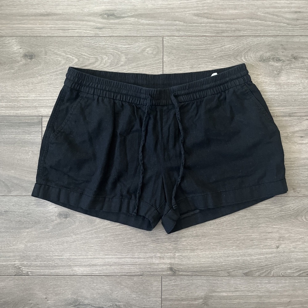 Old Navy Womens L Linen Blend Shorts Black Drawstring